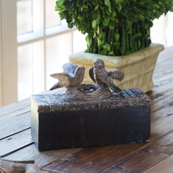 Decorative Nesting Bird Box Trinket Box EAB80848 featuring a birdhouse-inspired design for indoor home décor and storage of small keepsakes and treasured items.