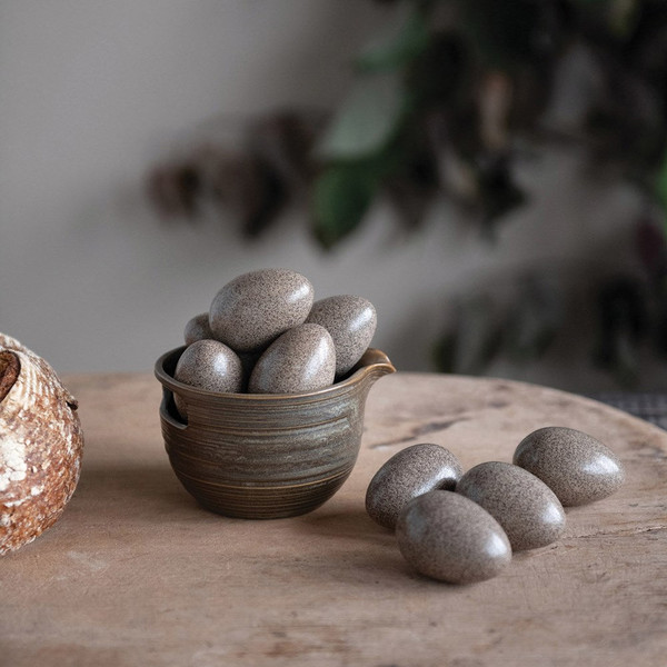 Stoneware Handled Bowl with Spout and Glaze