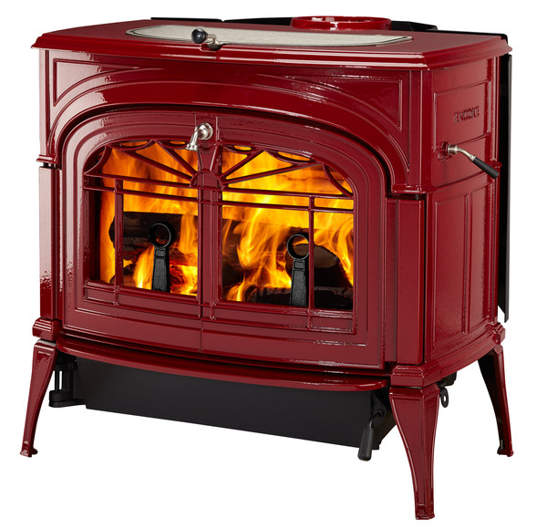 Encore Wood Stove with Traditional Doors - Bordeaux Enamel