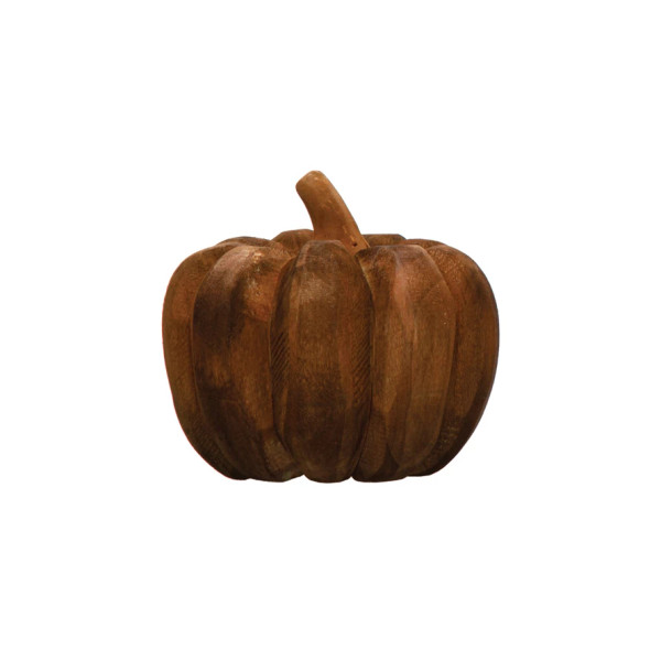 Hand Carved Rust Poplar Wood Pumpkin