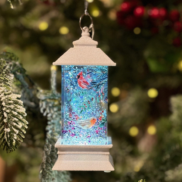 Winter Birds Mini Shimmer Ornament-LED Light Up