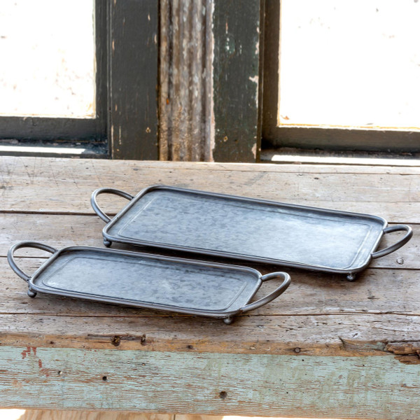 Galvanized Metal Serving Tray, Small