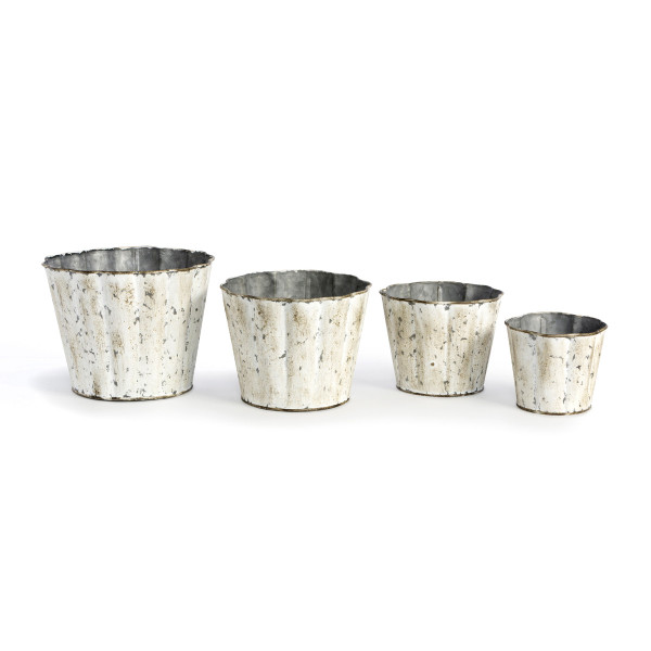 Galvanized Scallop Planters, Large