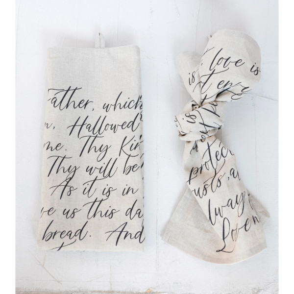 Scripture Print Linen Tea Towel