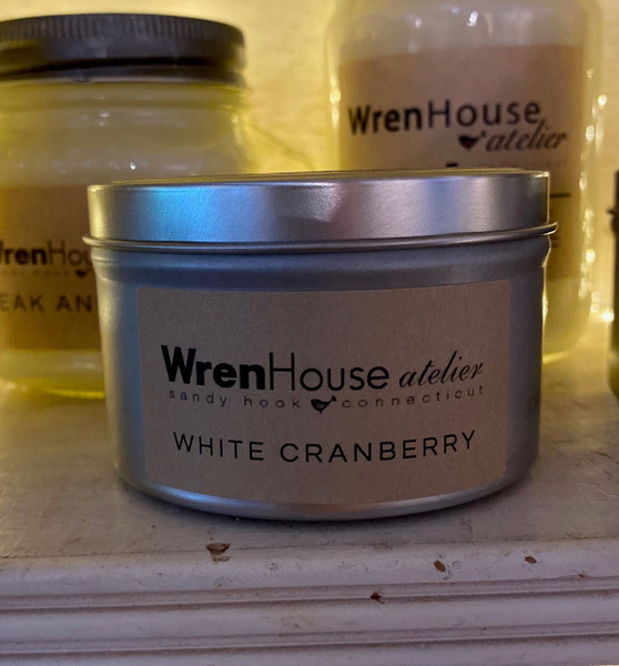 Wren House Atelier White Cranberry Candle - 8 oz. Tin