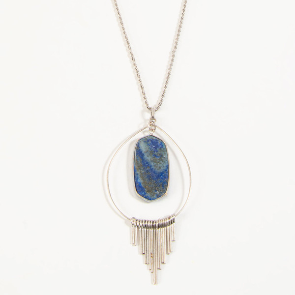 Stone Pendant Necklace - Blue Lapis