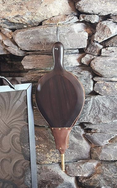 Shaker Fireplace Bellow, Brown, Brass