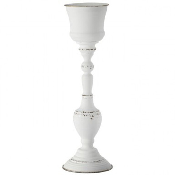 Distressed Metal Chalice Pillar Holder - 17.5"