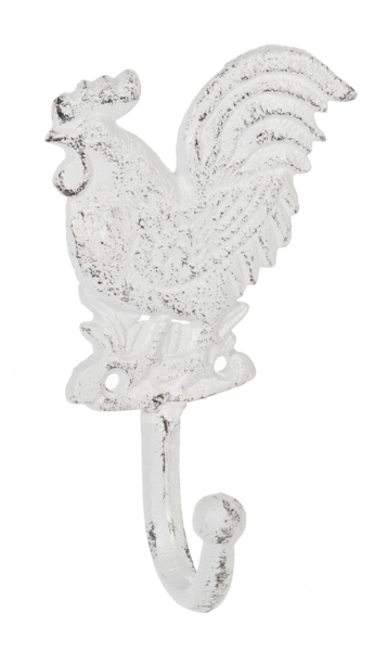Farmhouse Rooster Wall Hook - Rustic White