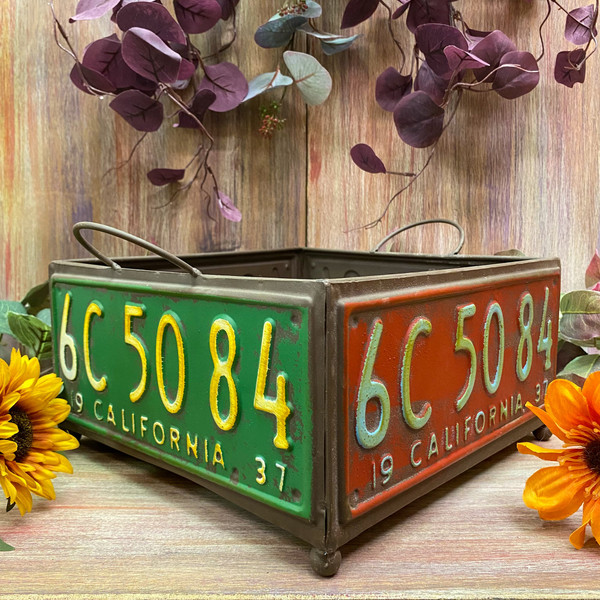 Rustic License Plate Container- Small