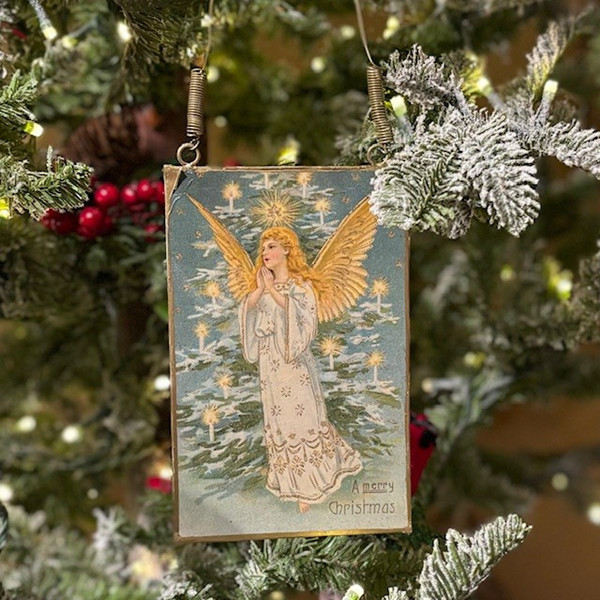 Antiqued Metal Angel Plaque Ornament