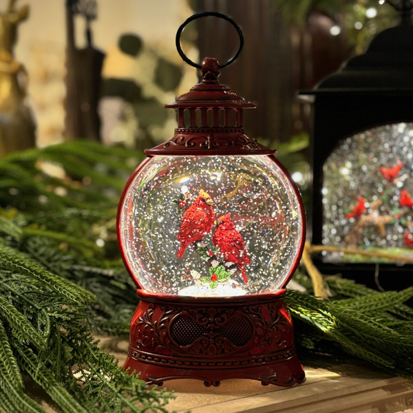 Cardinal Lantern Water Globe - LED Light