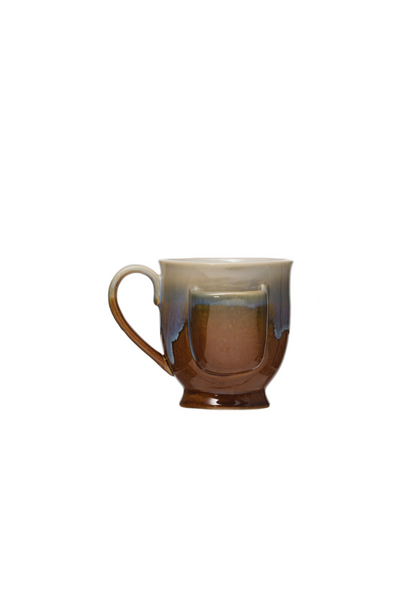 Stoneware Mug with Tea Bag Holder - Rust