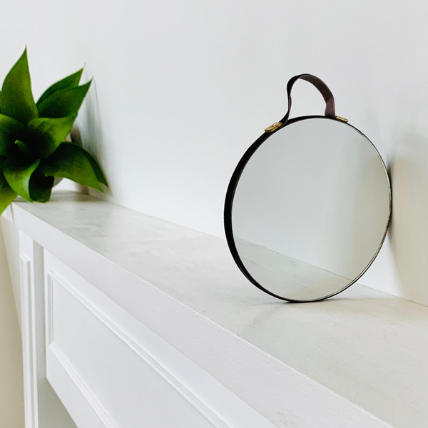 Round Velvet Edged Mirror - Small