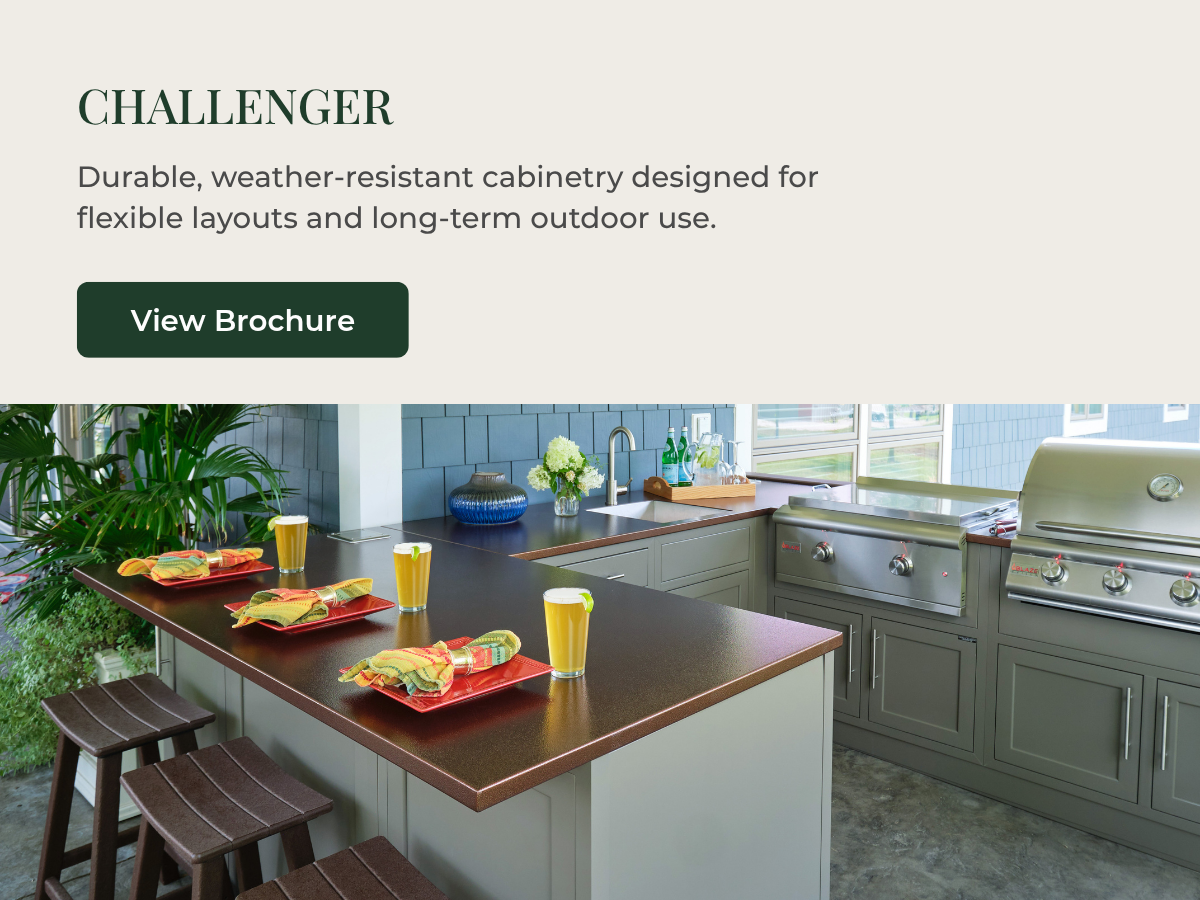 Challenger modular cabinetry for outdoor kitchens and garage storage solutions in Connecticut