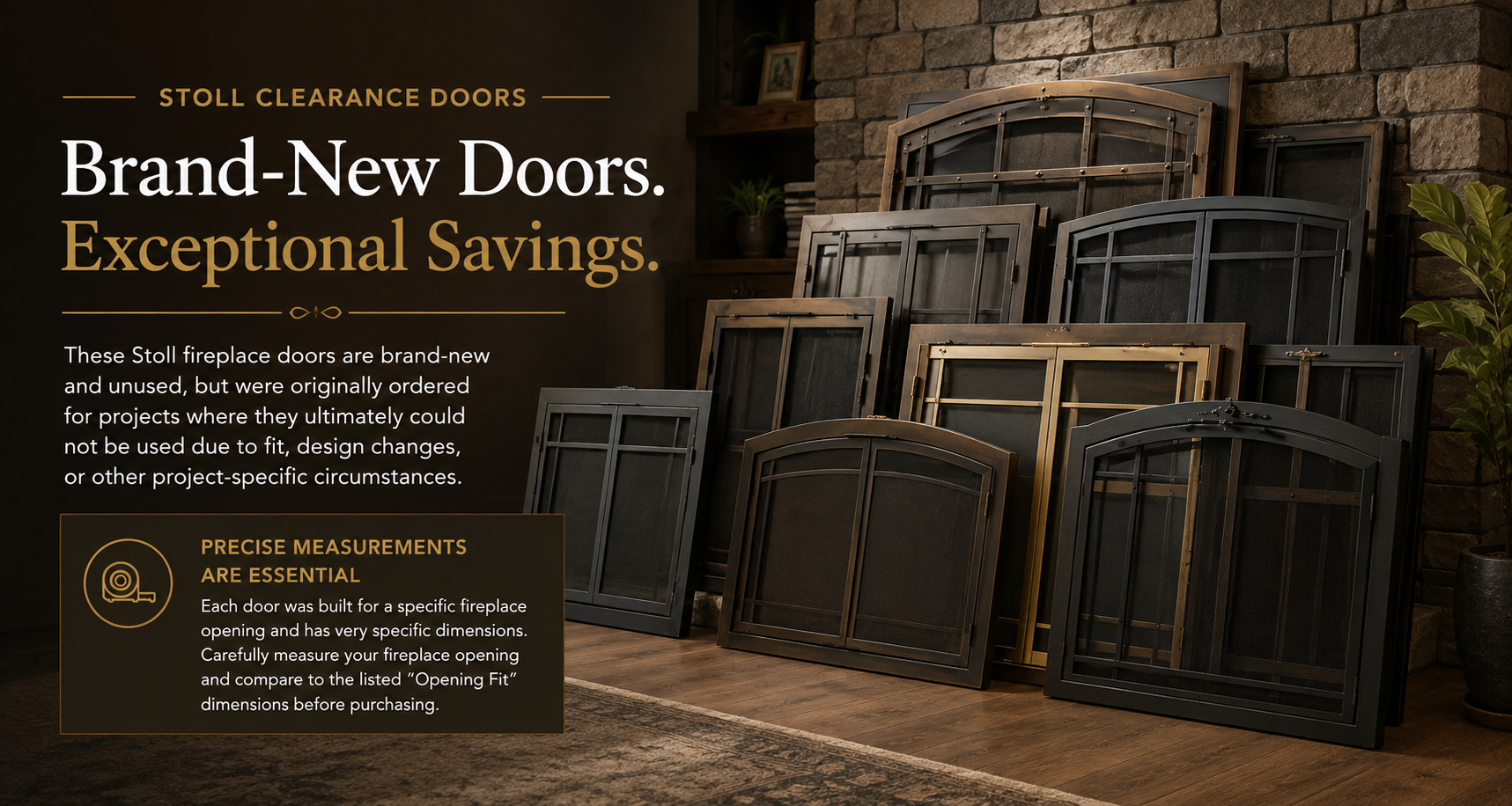 Brand-new Stoll clearance fireplace glass doors at Black Swan Hearth and Home