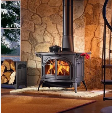 Vermont Castings Encore classic black wood stove with traditional doors