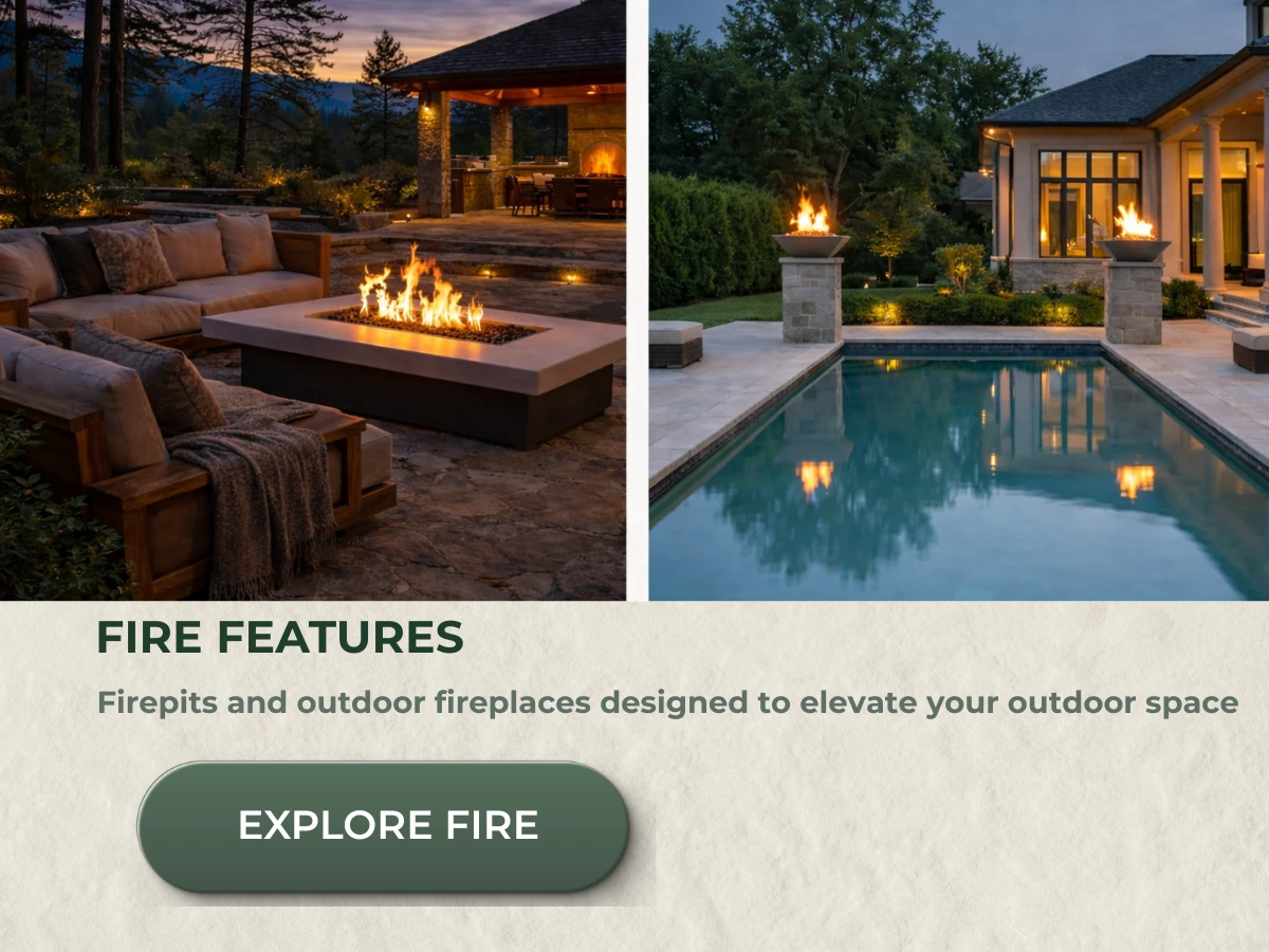 Firepits and outdoor fireplaces featuring Warming Trends burners and premium gas log sets