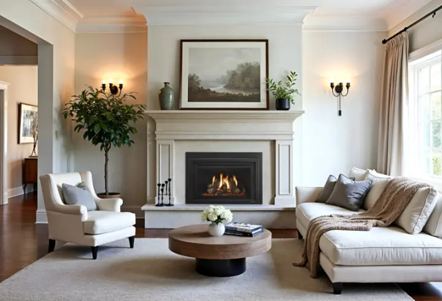Gas fireplace insert installed in an existing masonry fireplace