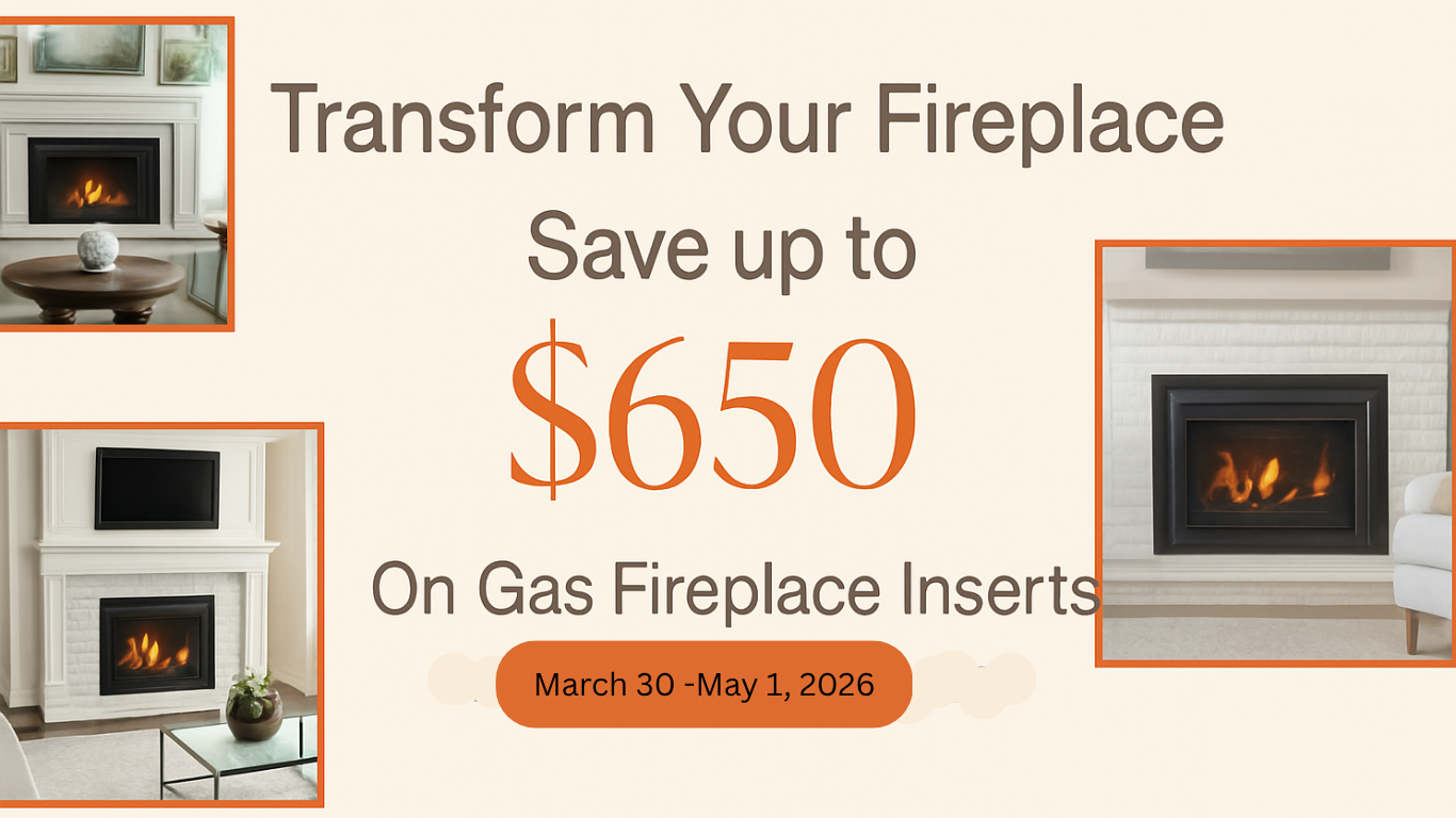 Save up to $650 on Heat & Glo gas fireplace inserts at Black Swan Home. Explore the Escape, Supreme, and Cosmo models. Visit our Newtown or New Milford showrooms today!