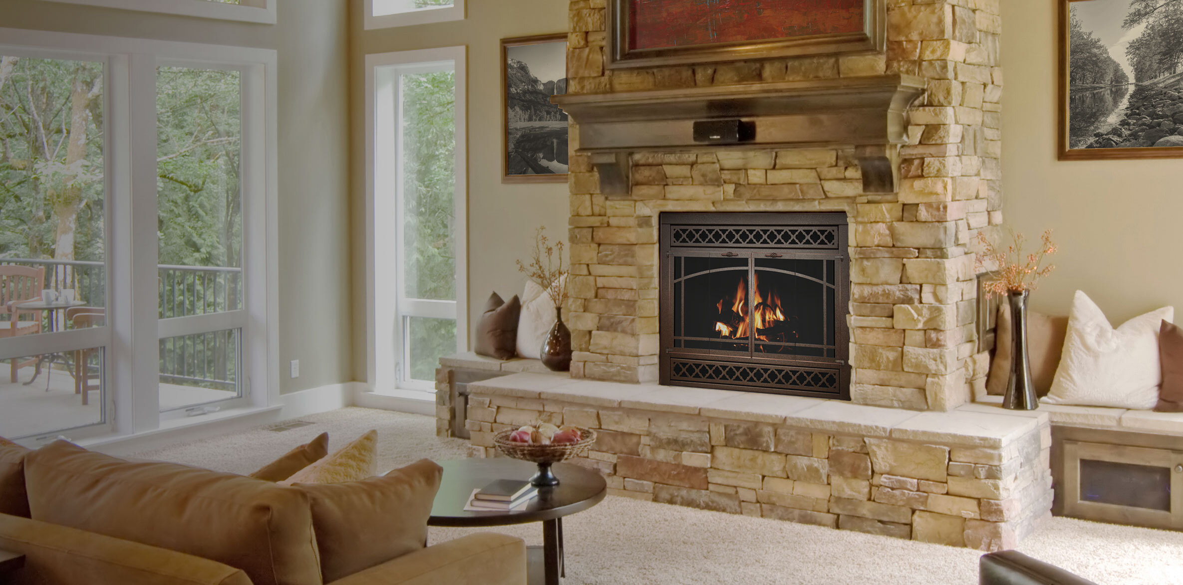 Glass Fireplace Doors — Black Swan Home