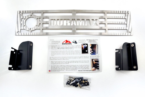 Duramax NOCO PLUG READY Bumper Grille Insert Brushed SS fits 2015-2019 Chevy Silverado 2500 3500 HD
