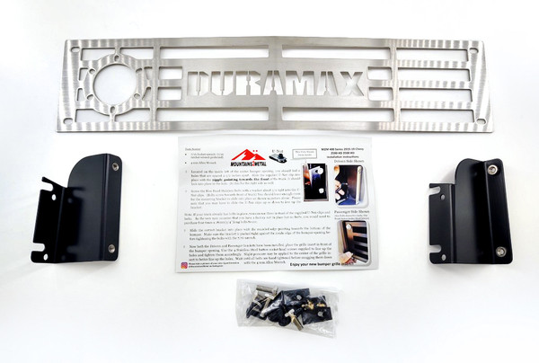 Duramax NOCO PLUG READY Bumper Grille Insert Brushed SS fits 2015-2019 Chevy Silverado 2500 3500 HD