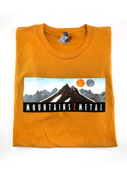 M2M Logo Mountain Landscape T-Shirt - GOLD