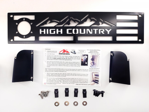 High Country Bumper Grille Insert NOCO PLUG BUNDLE  - Black fits 2015-2019 Chevy 2500 3500 HD