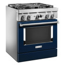 KitchenAid® 30'' Smart Commercial-Style Dual Fuel Range with 4 Burners KFDC500JIB