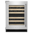 Kitchenaid® 24" Undercounter Wine Cellar with Glass Door and Wood-Front Racks KUWL214KSB