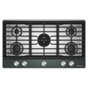 KitchenAid® 36  in. Gas Cooktop with 5 Burners and Integrated Wok Grate KCGK536SJP