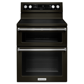 Kitchenaid® 30-Inch 5 Burner Electric Double Oven Convection Range YKFED500EBS