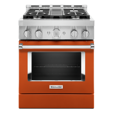 KitchenAid® 30'' Smart Commercial-Style Gas Range with 4 Burners KFGC500JSC