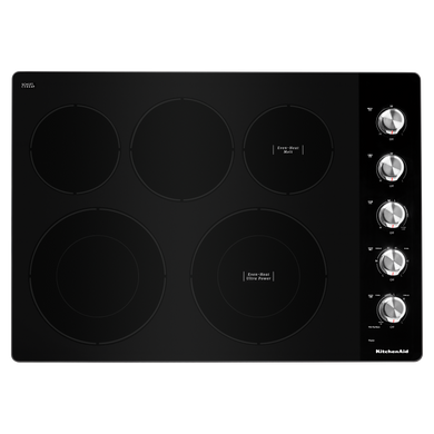 Kitchenaid® 30" Electric Cooktop with 5 Elements and Knob Controls KCES550HSS