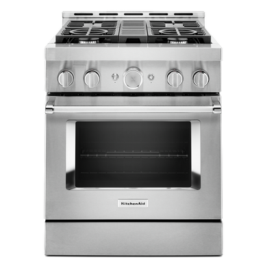 KitchenAid® 30'' Smart Commercial-Style Gas Range with 4 Burners KFGC500JSS