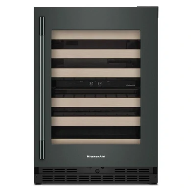 Kitchenaid® 24" Undercounter Wine Cellar with Full-Extension Wood-Front Racks KUWR524SJP