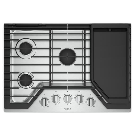 Whirlpool® 30-inch Gas Cooktop with Griddle WCG97US0HS