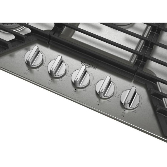 Whirlpool® 36-inch Gas Cooktop with EZ-2-Lift™ Hinged Cast-Iron Grates WCGK5036PS