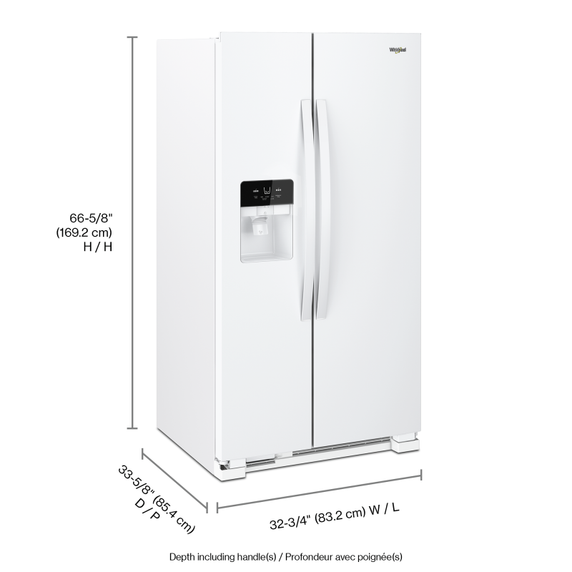 Whirlpool® 33-inch Wide Side-by-Side Refrigerator - 21 cu. ft. WRS321SDHW