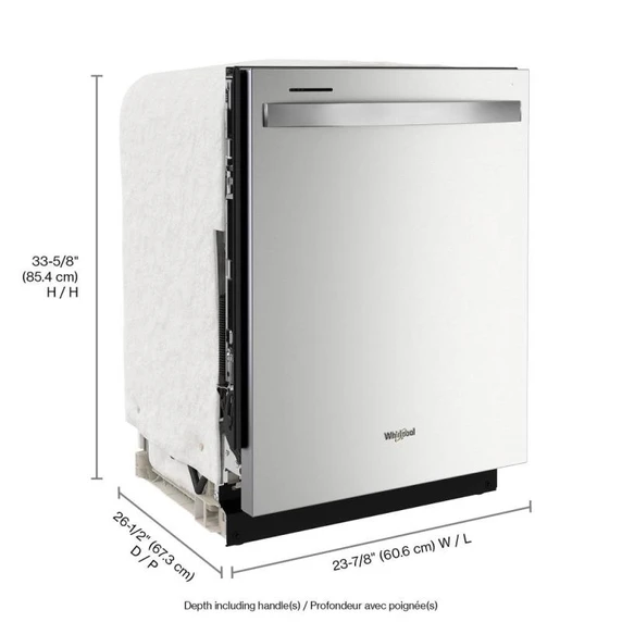 Whirlpool® 24” Stainless Steel Dishwasher with AI Intelligent Wash and Tall Top Rack WDT740SALZ