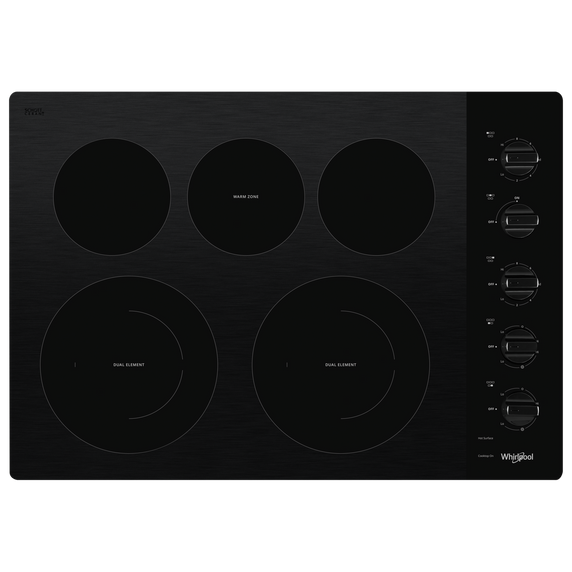 Whirlpool® 30-inch Electric Ceramic Glass Cooktop with Two Dual Radiant Elements WCE77US0HB