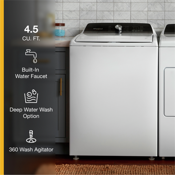 Whirlpool® 5.2 Cu. Ft. Top Load Agitator Washer with Built-In Faucet WTW5015LW