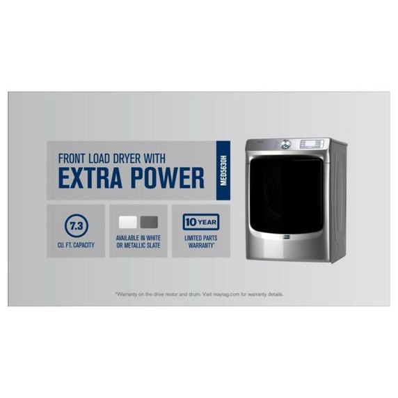 Maytag® Front Load Electric Dryer with Extra Power and Quick Dry cycle - 7.3 cu. ft. YMED5630HW