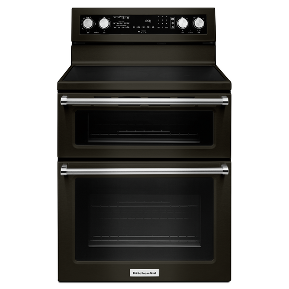 Kitchenaid® 30-Inch 5 Burner Electric Double Oven Convection Range YKFED500EBS