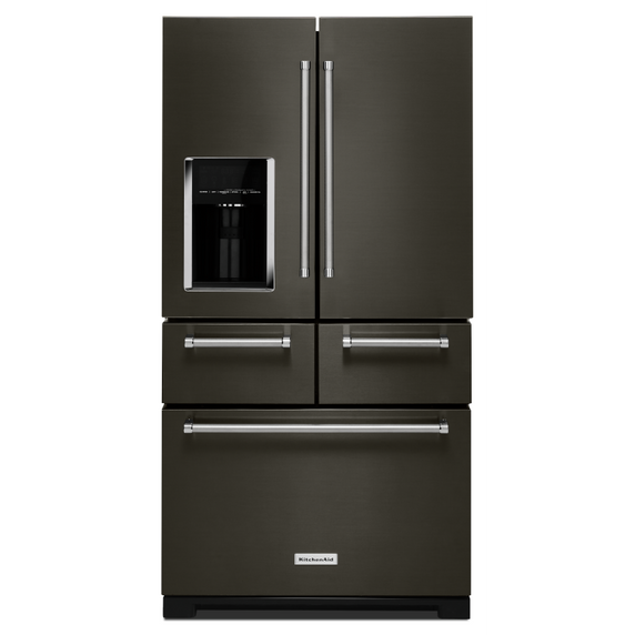 Kitchenaid® 25.8 Cu. Ft. 36 Multi-Door Freestanding Refrigerator with Platinum Interior Design and PrintShield™ Finish KRMF706EBS