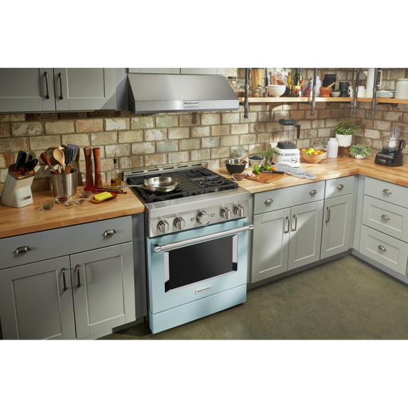 KitchenAid® 30'' Smart Commercial-Style Gas Range with 4 Burners KFGC500JMB