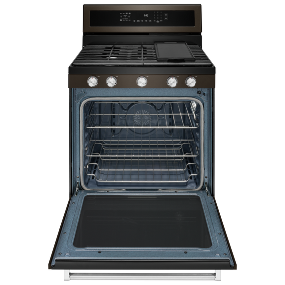 Kitchenaid® 30-Inch 5-Burner Gas Convection Range KFGG500EBS