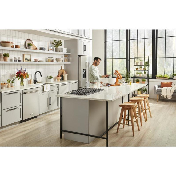 Kitchenaid® 23.8 cu. ft. 36" Counter-Depth French Door Platinum Interior Refrigerator with PrintShield™ Finish KRFC704FPS