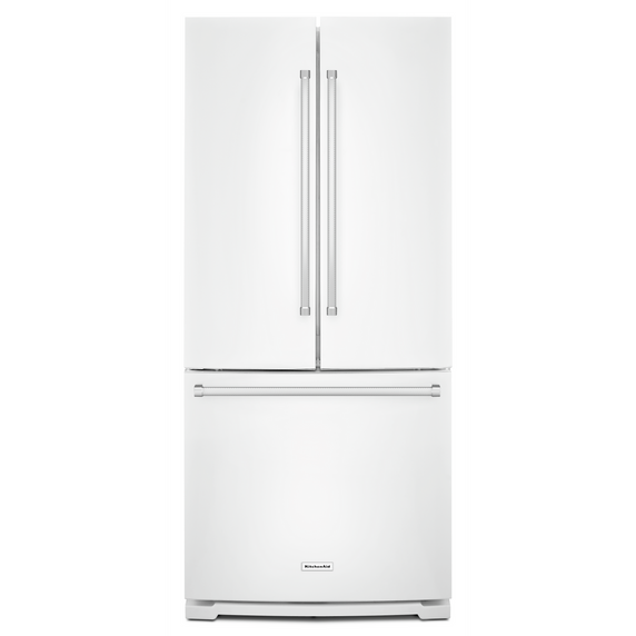 Kitchenaid® 20 cu. Ft. 30-Inch Width Standard Depth French Door Refrigerator with Interior Dispense KRFF300EWH